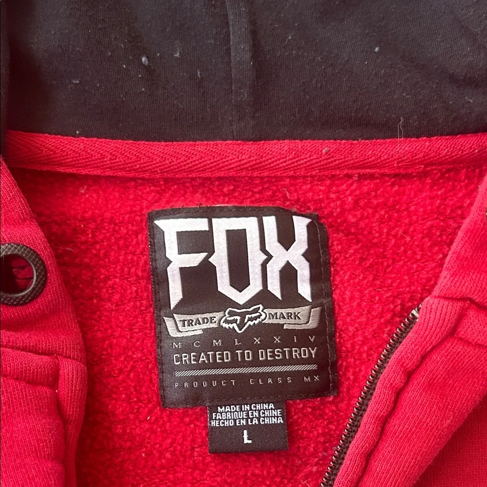 Fox Racing Red Zip-Up Hoodie with Logo !! Large